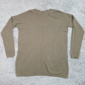 Staccato Womens Shirt Green Small‎ V Neck Tunic 3/4 Sleeve Split Hem